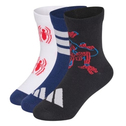 MEIA ADIDAS TRIPACK HOMEM ARANHA KR2366 - Preto/vermelho