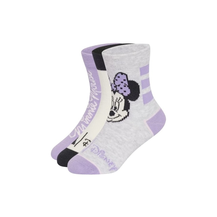 MEIA ADIDAS TRIPACK MINNIE KQ9851 - Cinza/lilas/branco