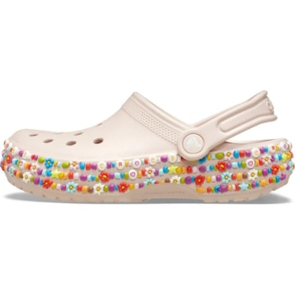 SANDALIA CROCS BEADED BAND CLOG 211627 - Bege/colorido