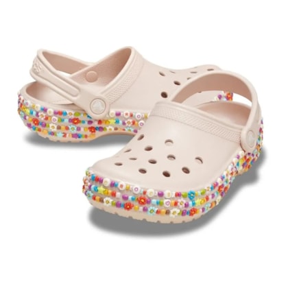 SANDALIA CROCS BEADED BAND CLOG 211627 - Bege/colorido